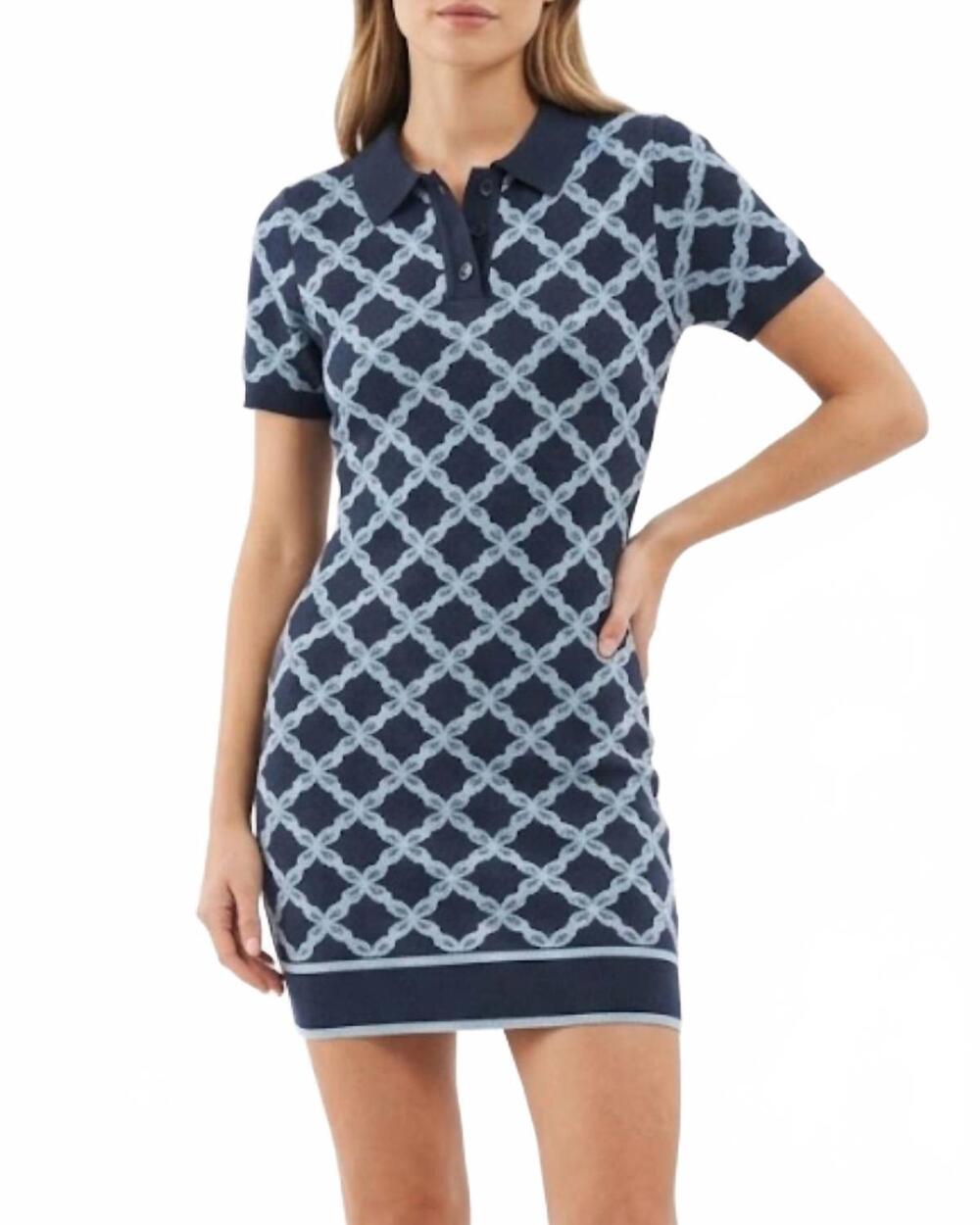 NEW STRUT & BOLT anna beth chain link mini dress in blue multi
